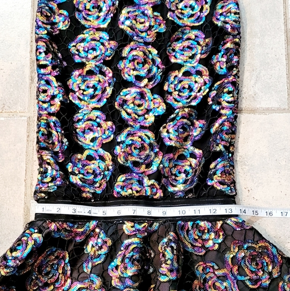 ๐คSOLD๐คZHIVAGO MOKAI NIGHTS SEQUINED LACE CALF-LENGTH DRESS - Picture 15 of 16